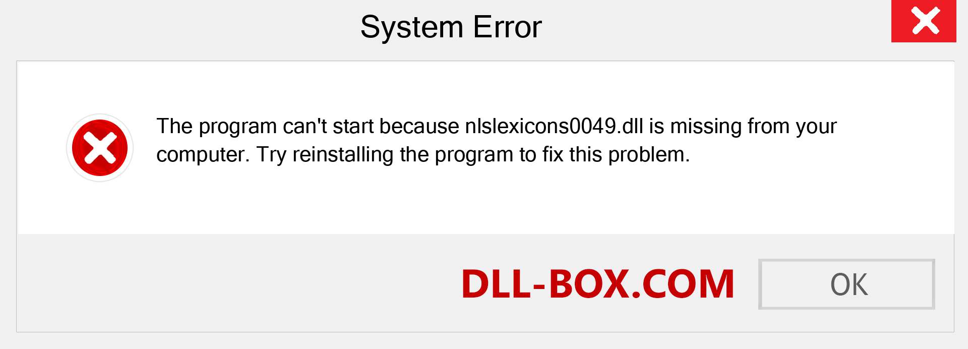  nlslexicons0049.dll file is missing?. Download for Windows 7, 8, 10 - Fix  nlslexicons0049 dll Missing Error on Windows, photos, images